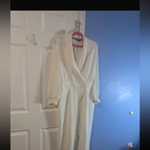 Sheer top tuxedo jumpsuit